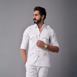 Comfy White Hunting Style Shirt | Premium Men's Sportswear | Classic Outdoor Design | Comfortable Cotton Fabric | Size 36-44